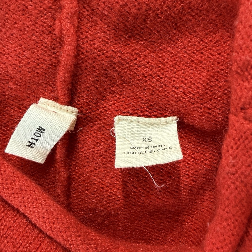 Moth Anthropologie Women's Red Mock Neck Knit Sweater XS Hi Low Hem Fall Style - Picture 3 of 8